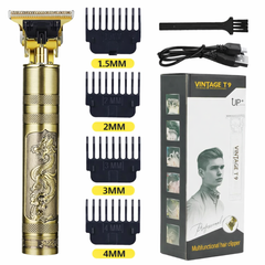 Vintage T9 Professional Hair Trimmer β Rechargeable Zero Gap T-Blade Beard & Hair Clipper for Men