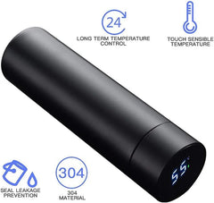 LED Temperature Display Water Bottle 500ML  Black