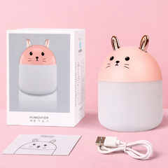 Cute Cat Mini Humidifier with Night Light – USB Rechargeable Cool Mist Humidifier for Bedroom, Kids & Office | Multi-Color
